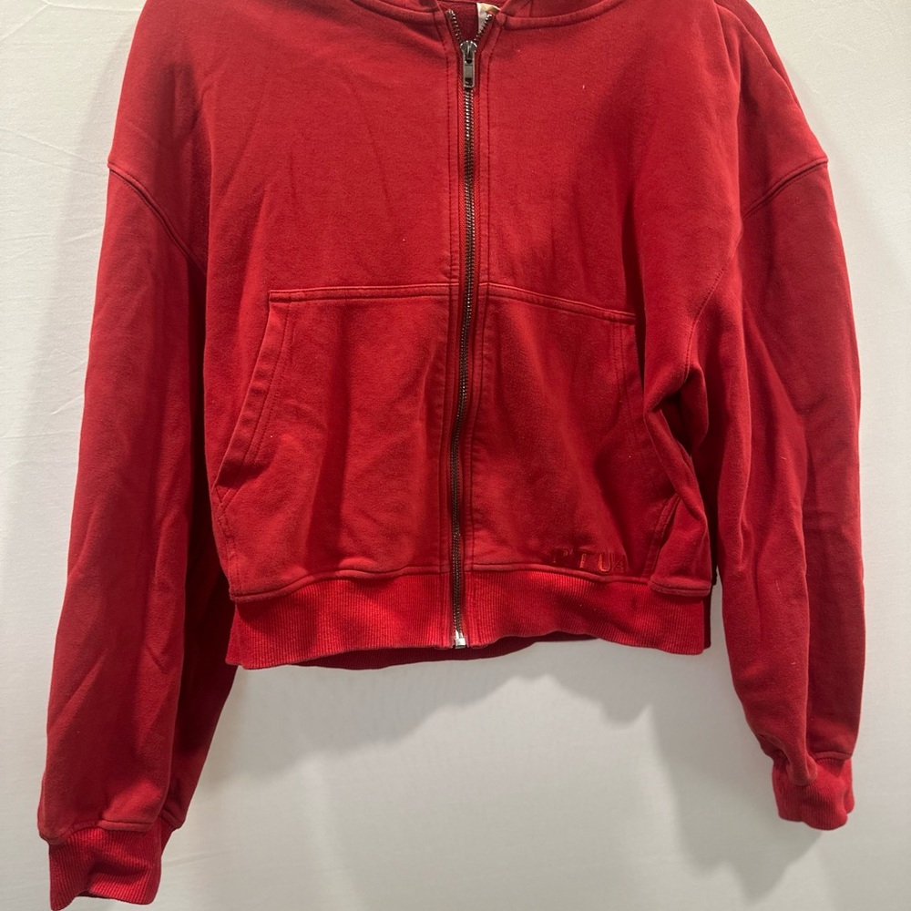 P'tula Red Hooded Zip Jacket